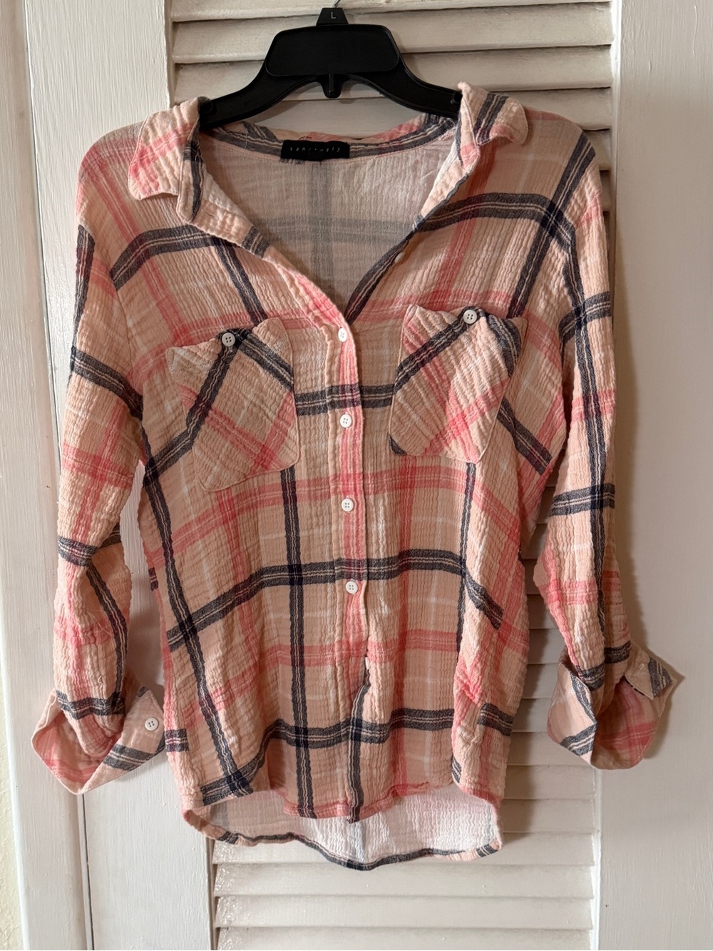 Sanctuary x Anthropologie “Tomboy” Pink Plaid Button Down Shirt